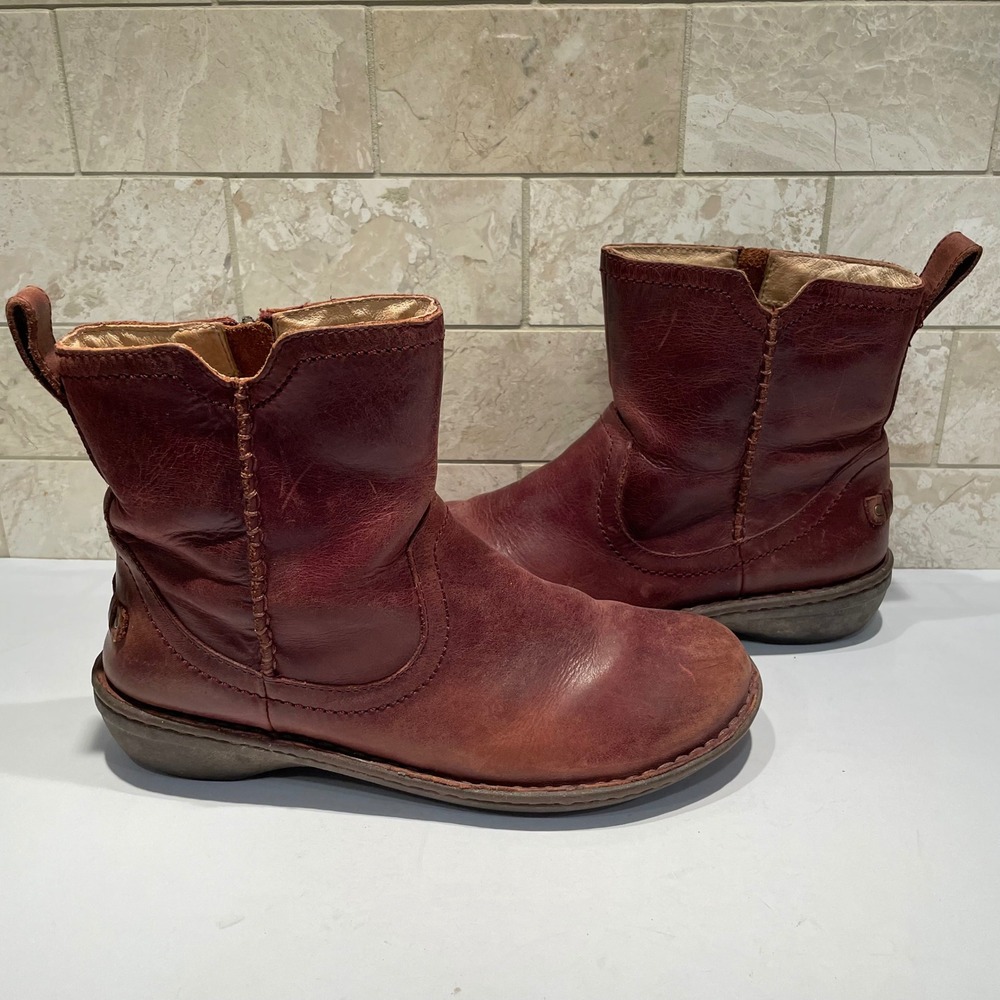 UGG Australia Neevah Leather Waterproof Boots Brown Mid Calf 1004177 Womens 10